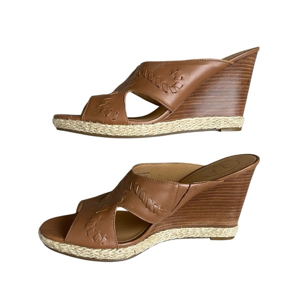 Jack Rogers Sophia Slide Wedge Heel Sandals Women’s Size 10 Leather Oak Brown - Picture 6 of 8